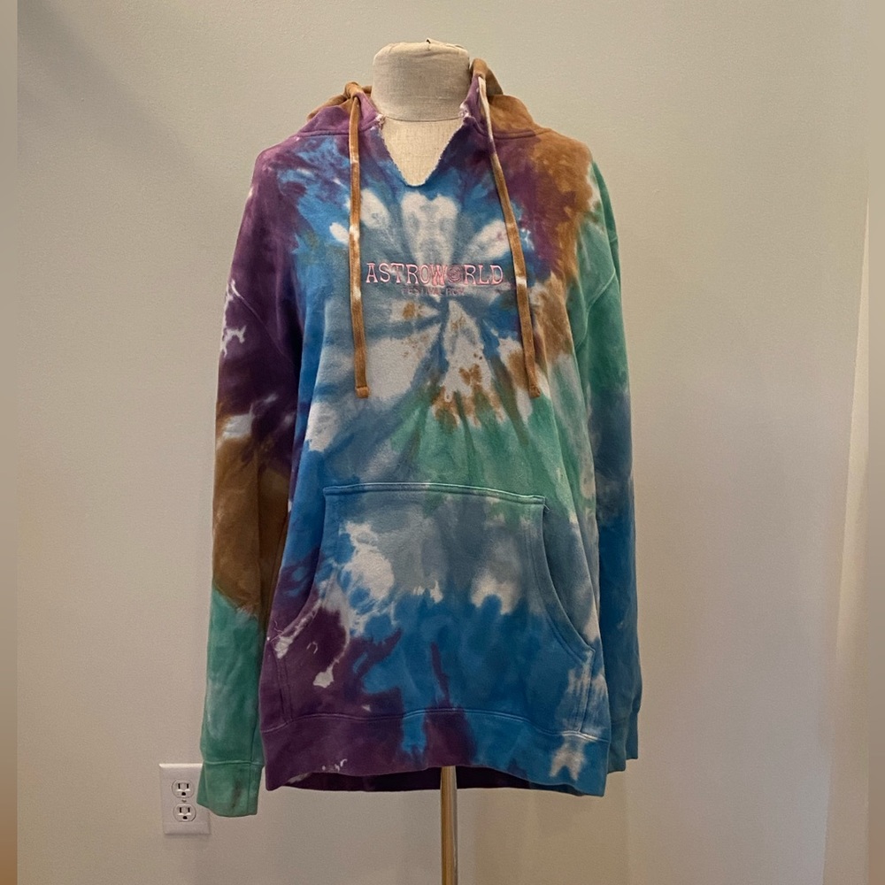 Astro World Festival Run Tie Dye Hooded Sweatshirt /Embroidered/ Size M